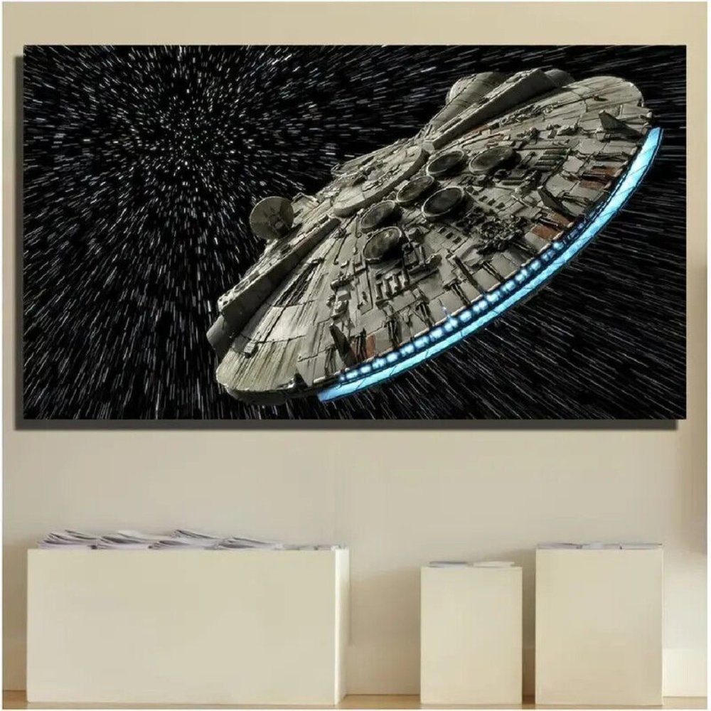 Star Wars Millennium Falcon Canvas Wall Art Poster 20x40 Han Solo Decor - Picture 5 of 6